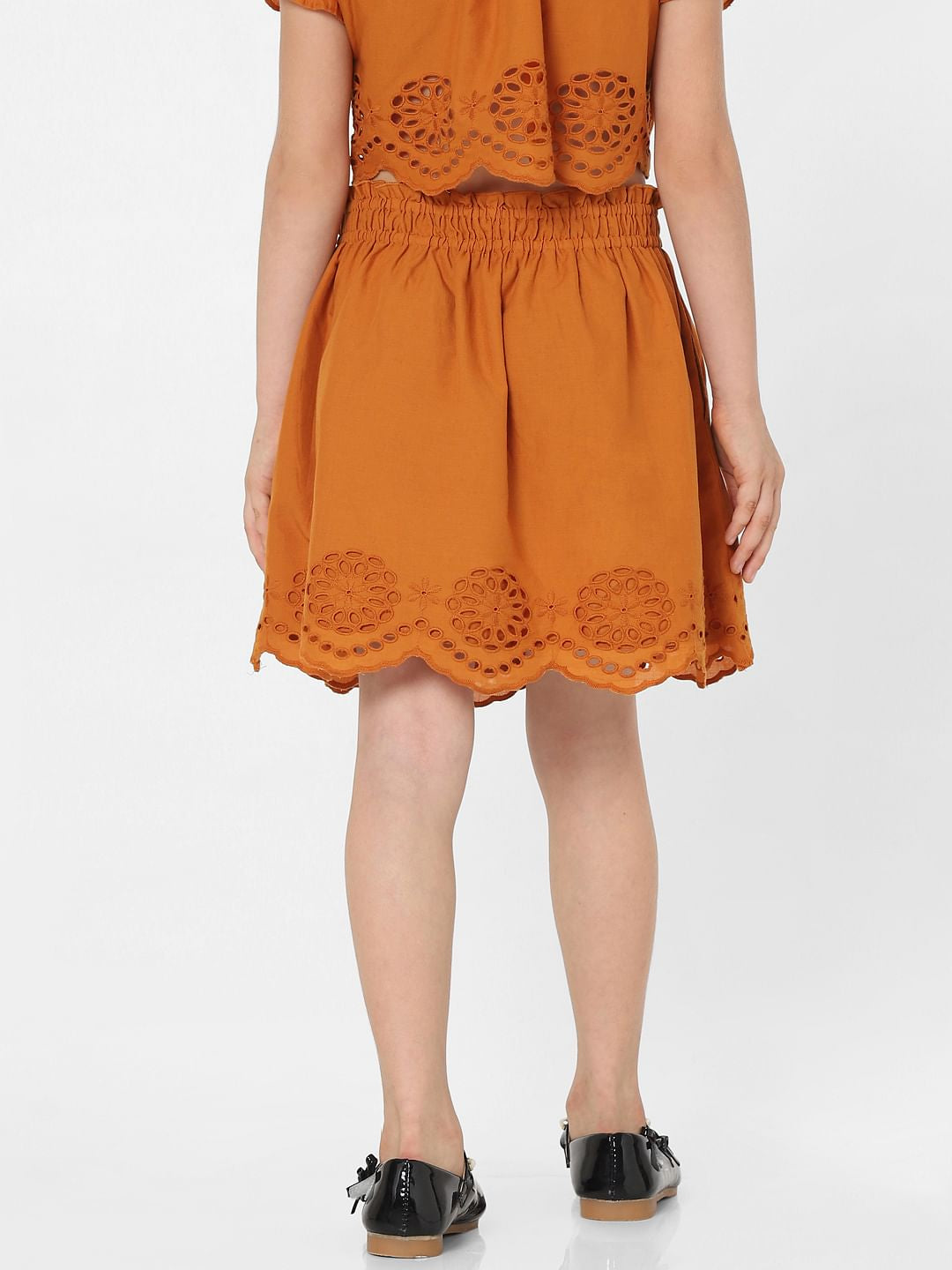 Brown Schiffli Co-Ord Skirt