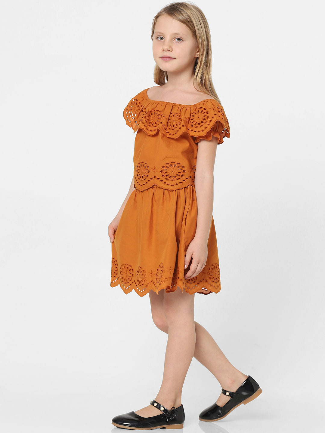 Brown Schiffli Co-Ord Top