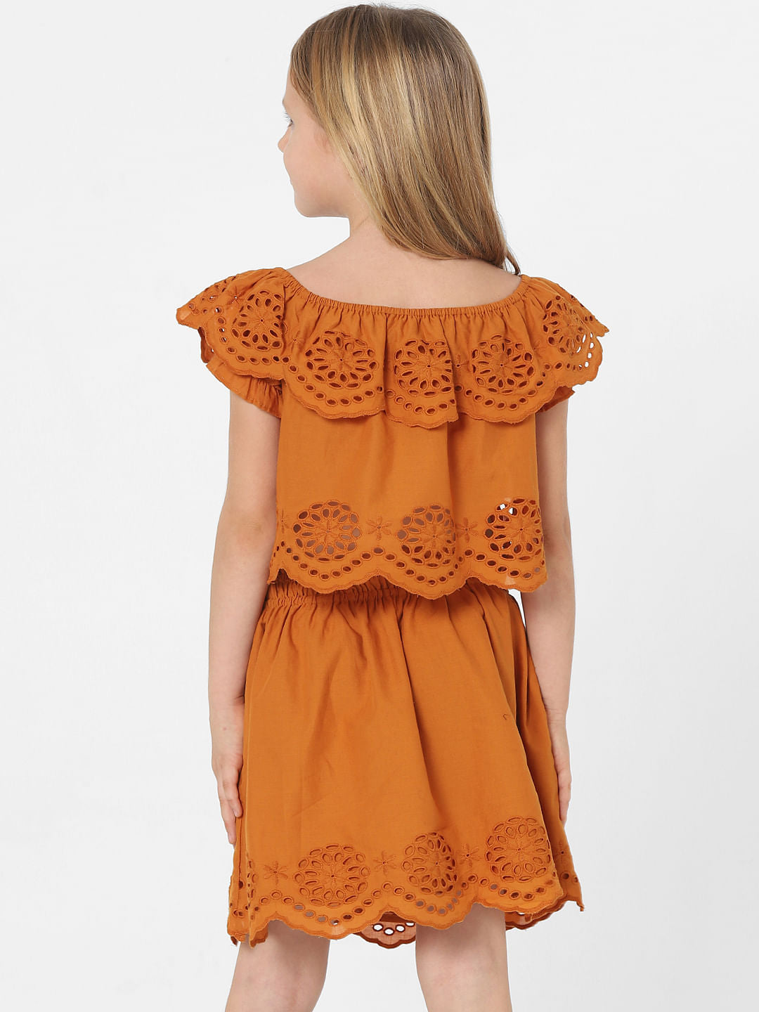 Brown Schiffli Co-Ord Top