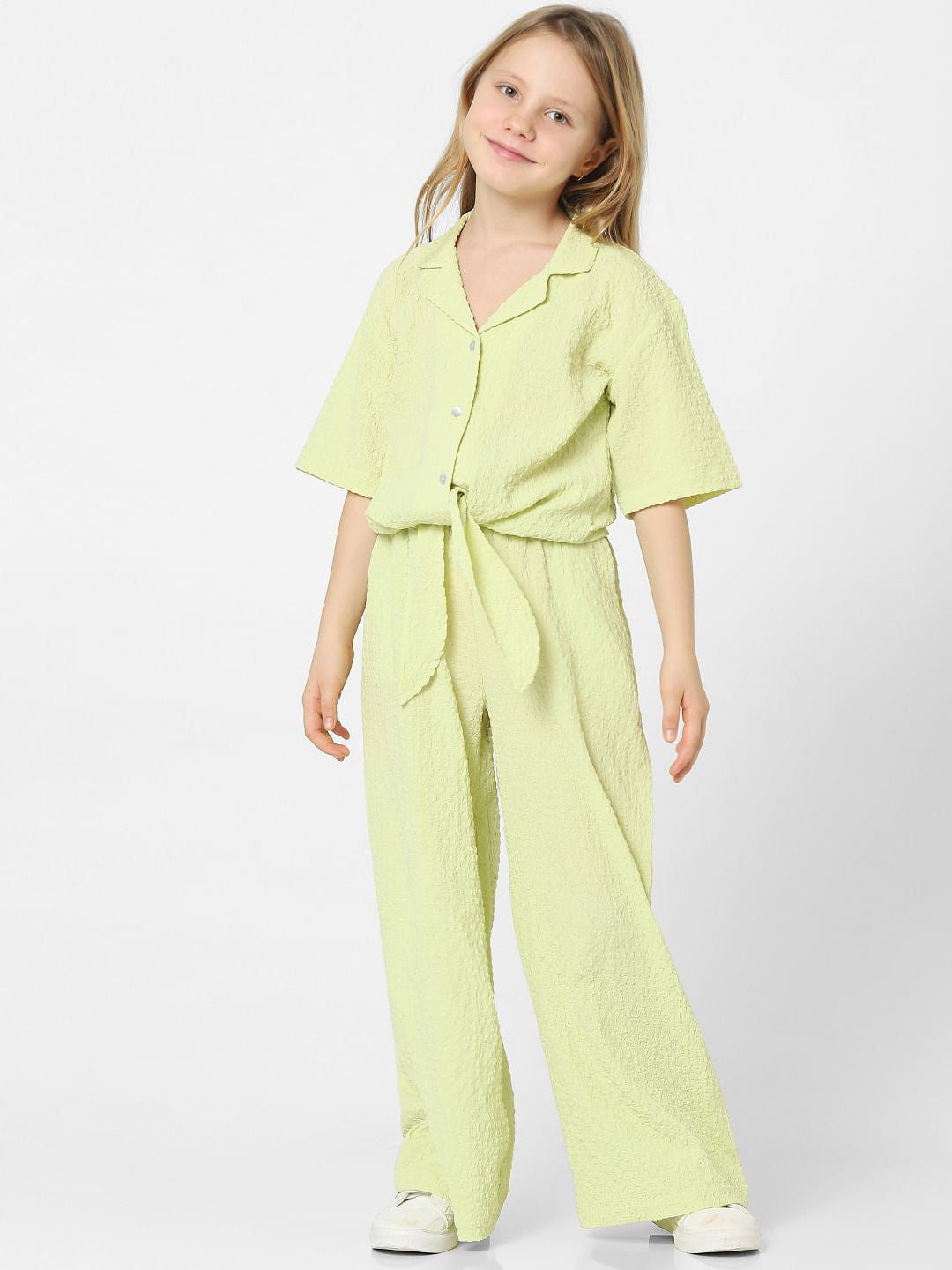 Girls Green Front Tie Co-Ord Shirt