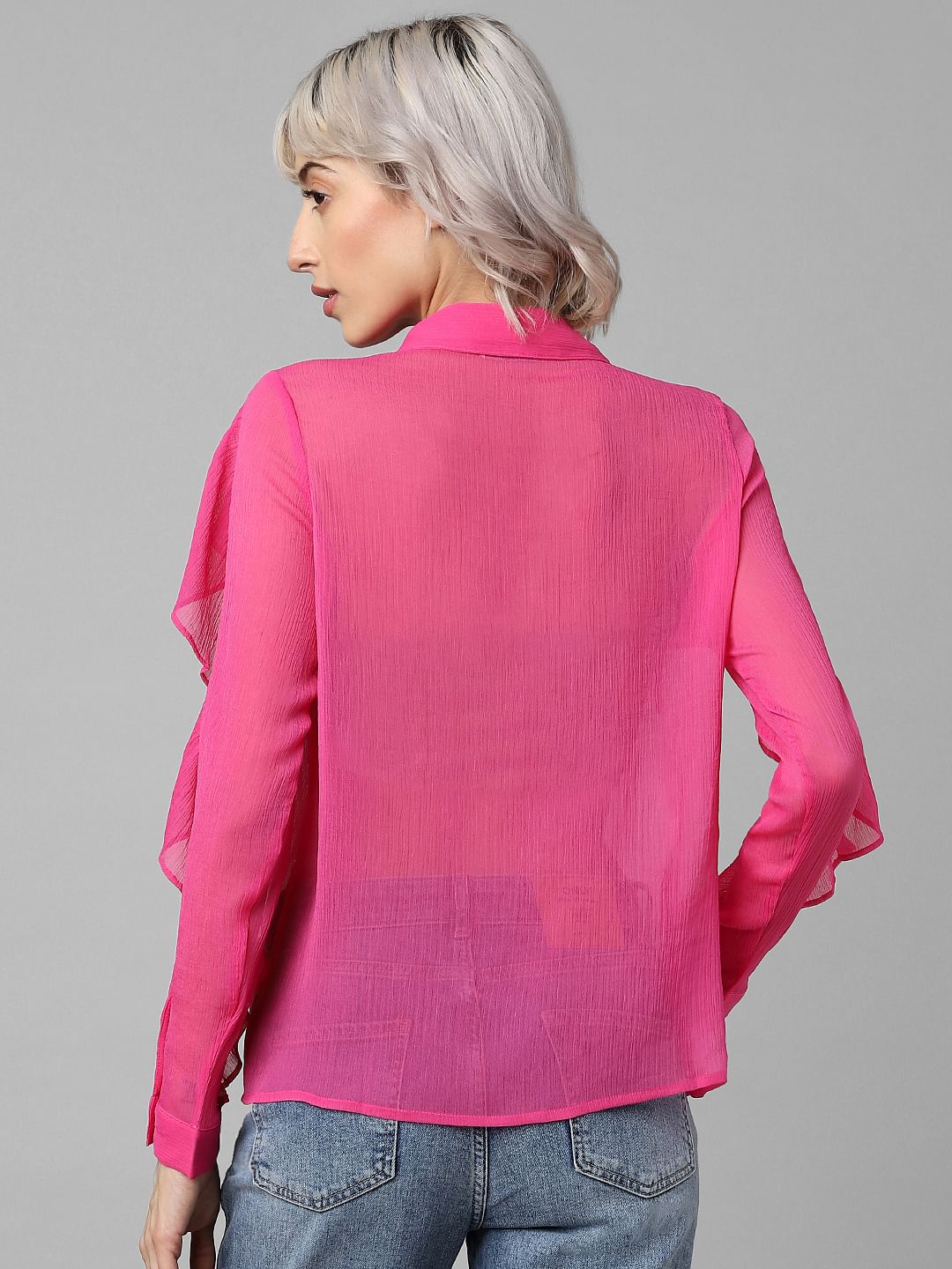 Pink Ruffle Detail Shirt