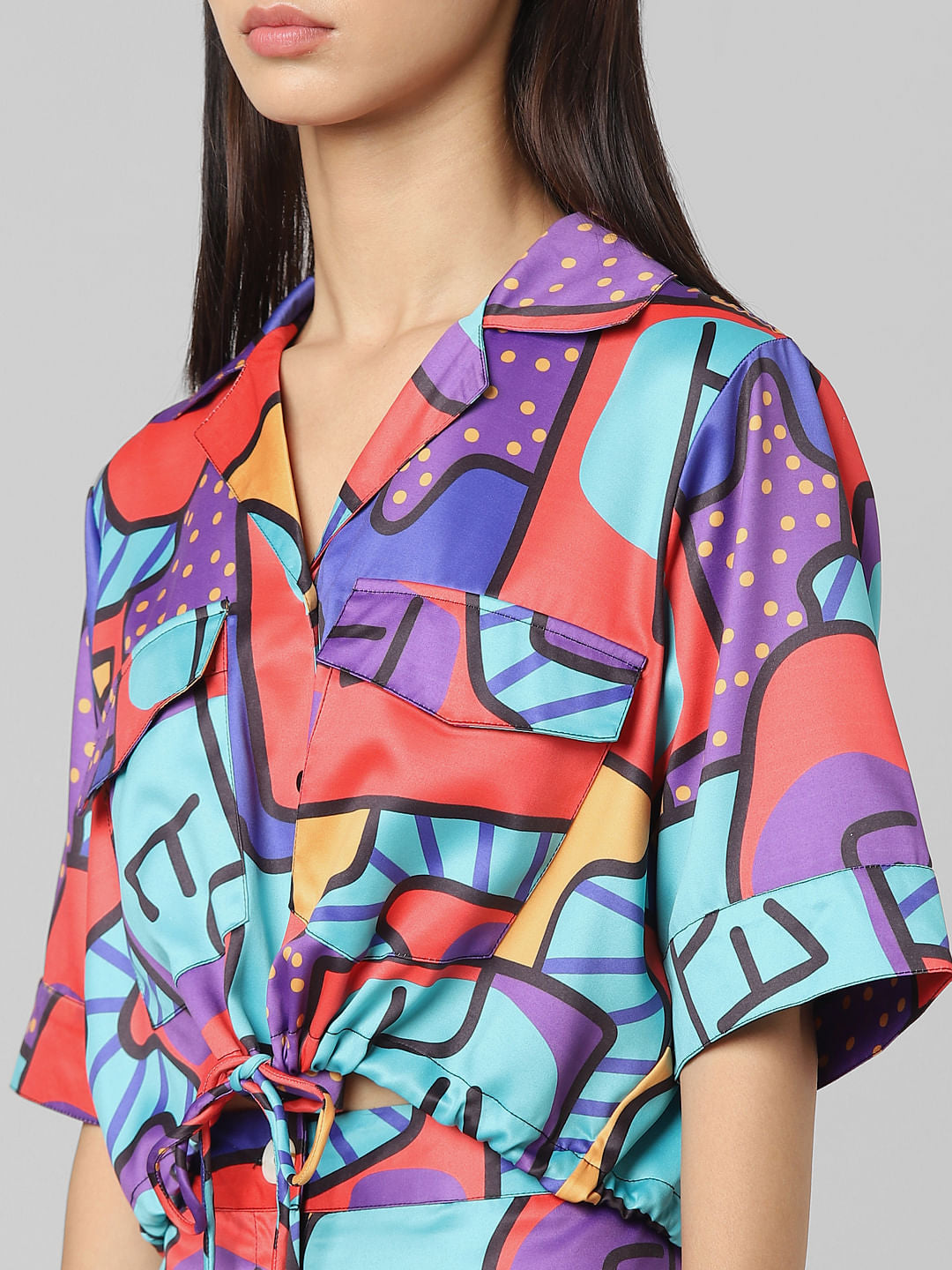 Red Abstract Print Co-Ord Shirt