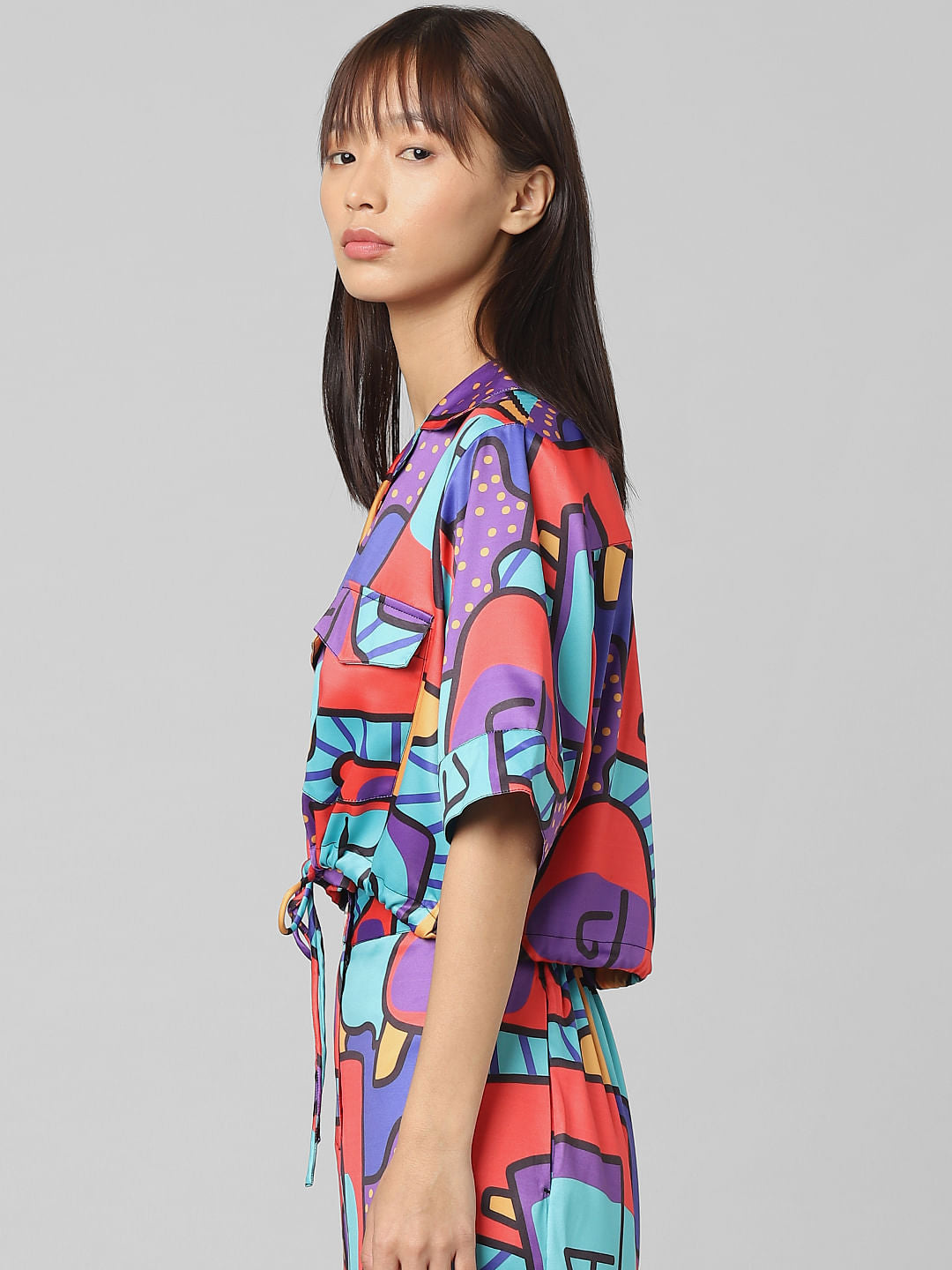 Red Abstract Print Co-Ord Shirt