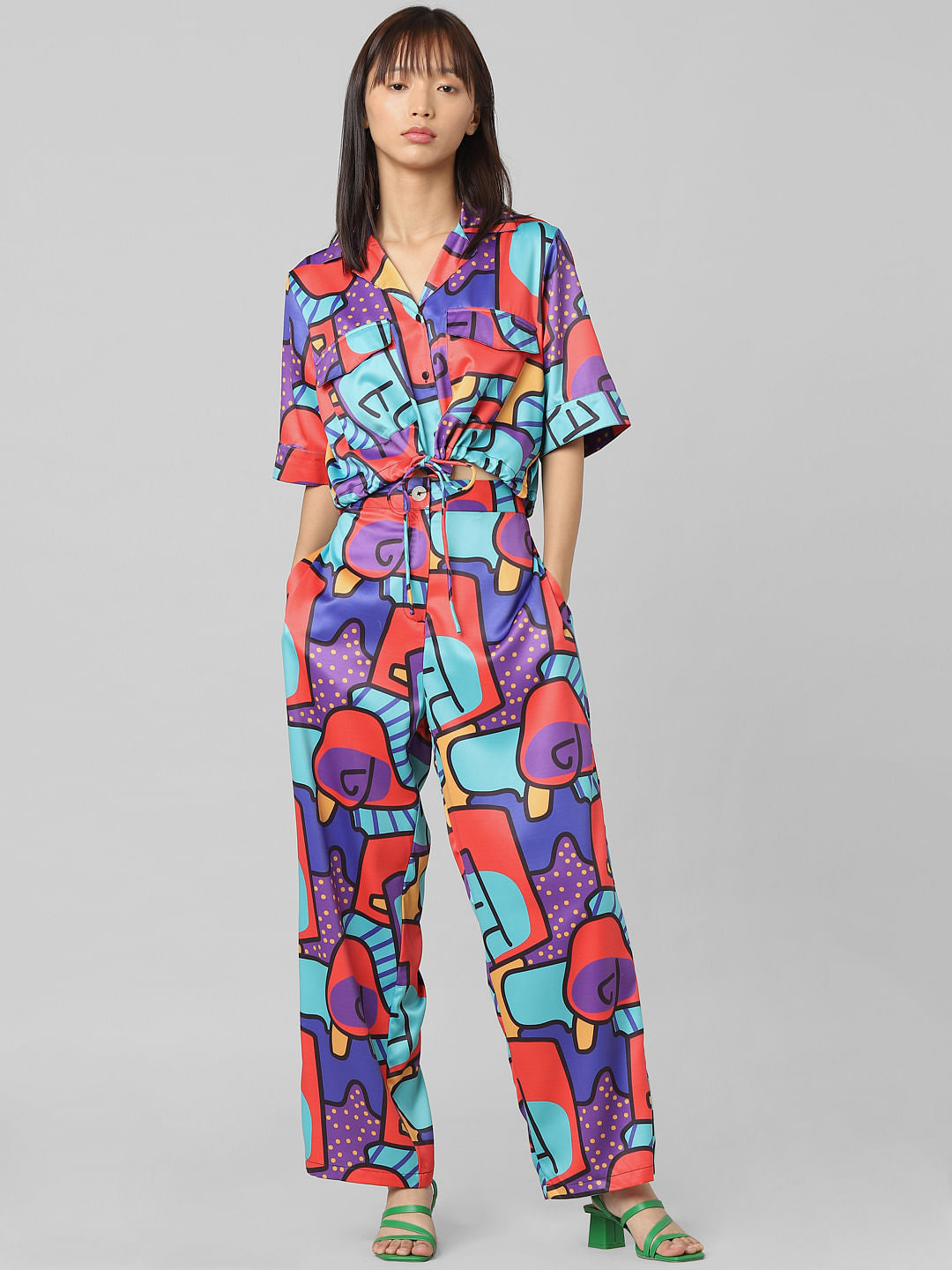 Red Abstract Print Co-Ord Shirt
