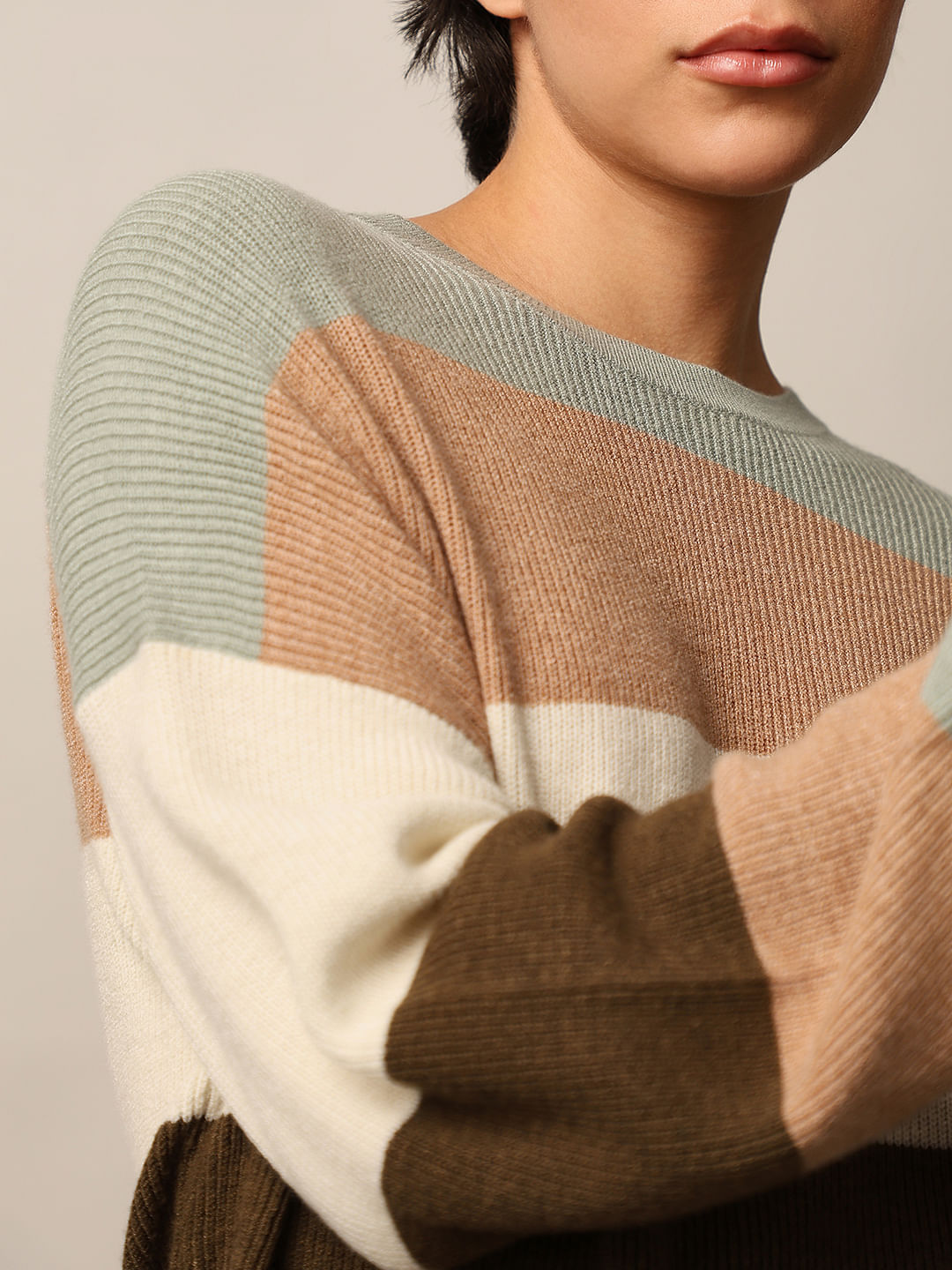Vertical Striped Oversized Pullover