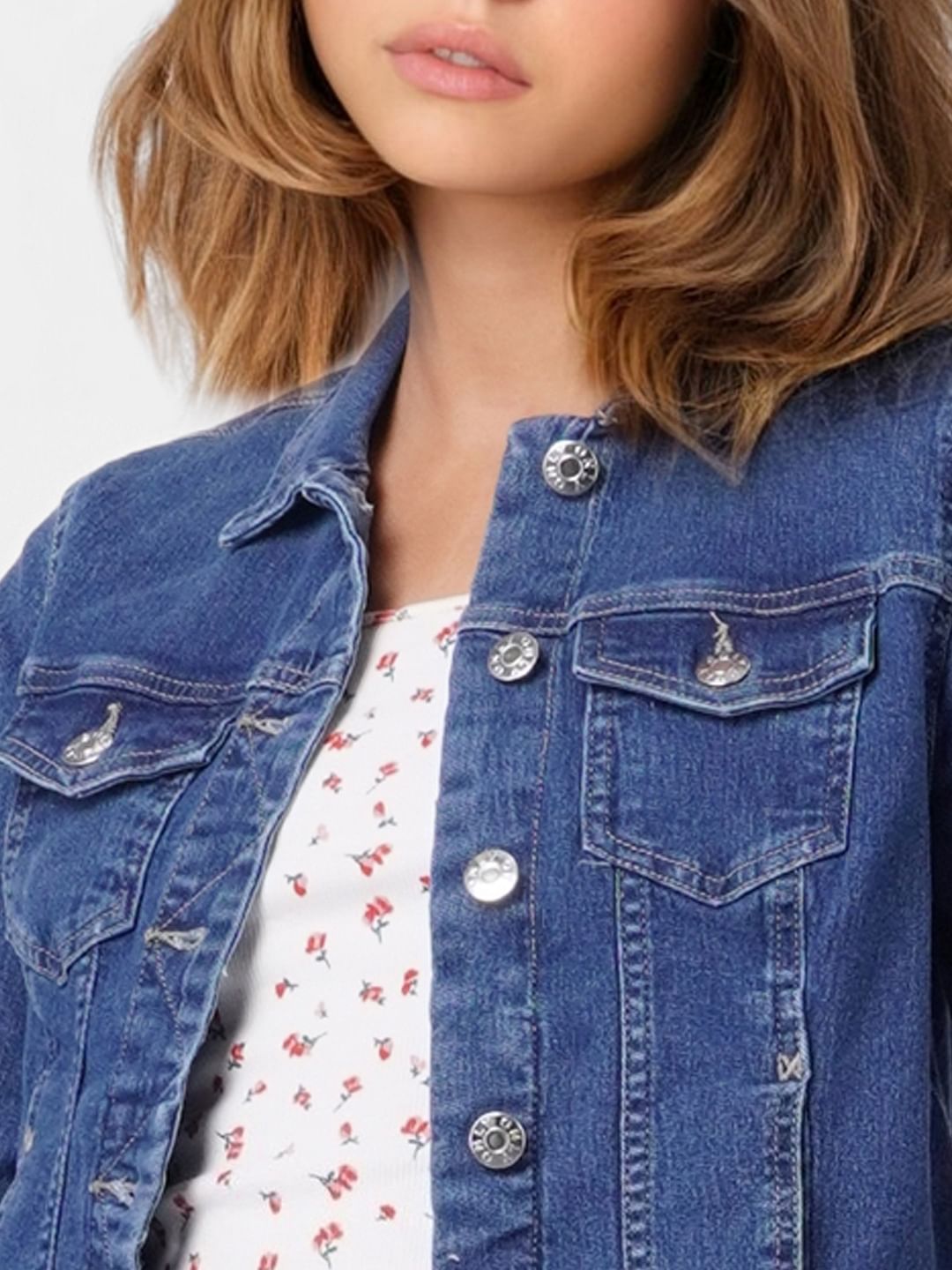 Blue Cropped Denim Jacket