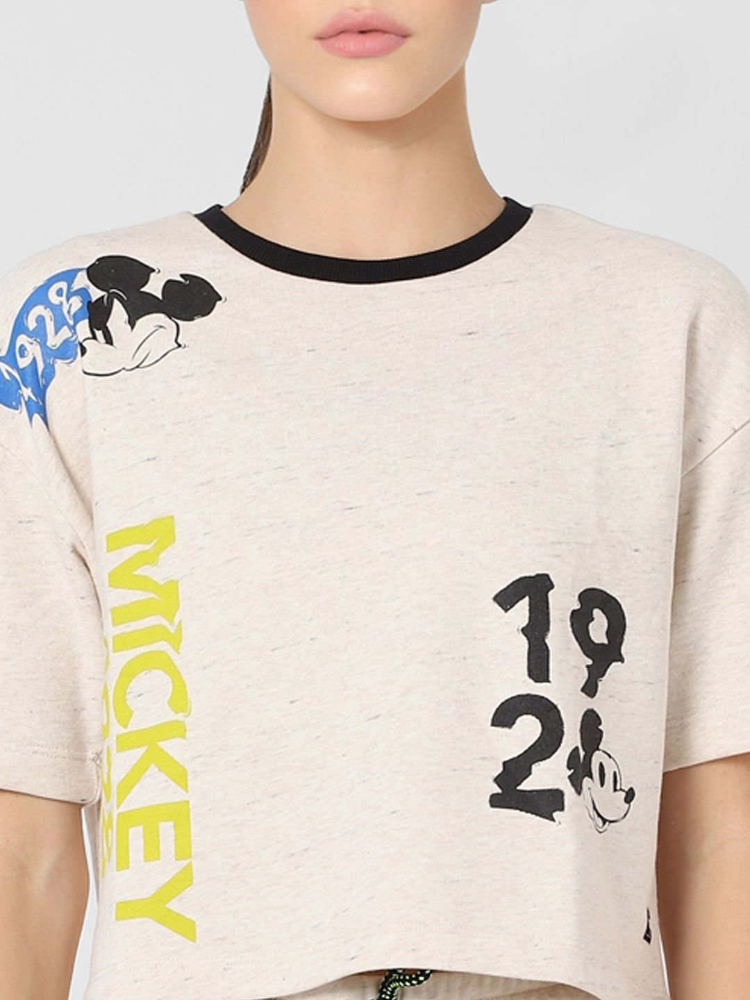 Only X Mickey Beige Graphic Print Sweatshirt