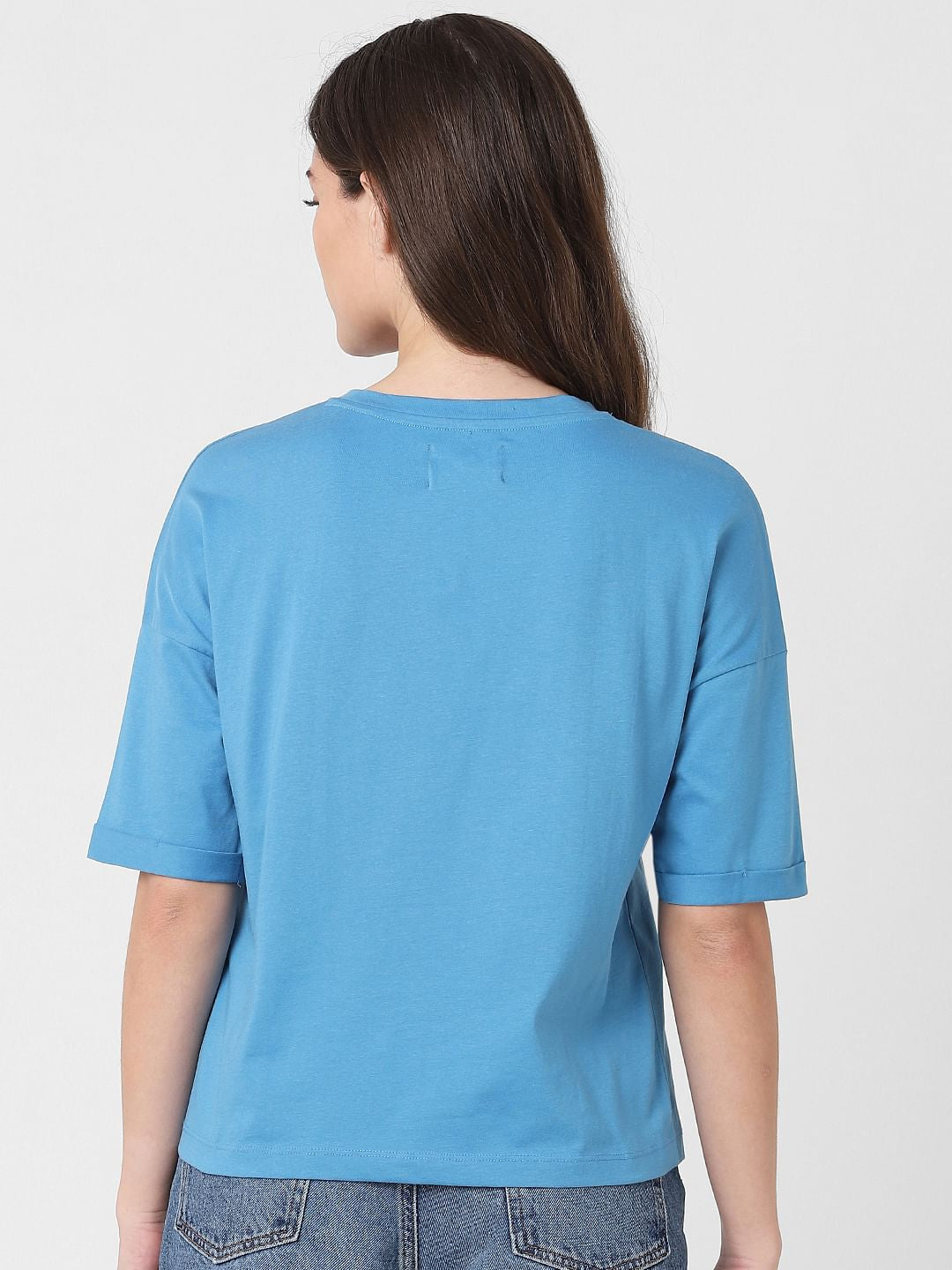 Only X Mickey Blue Graphic Print T-Shirt