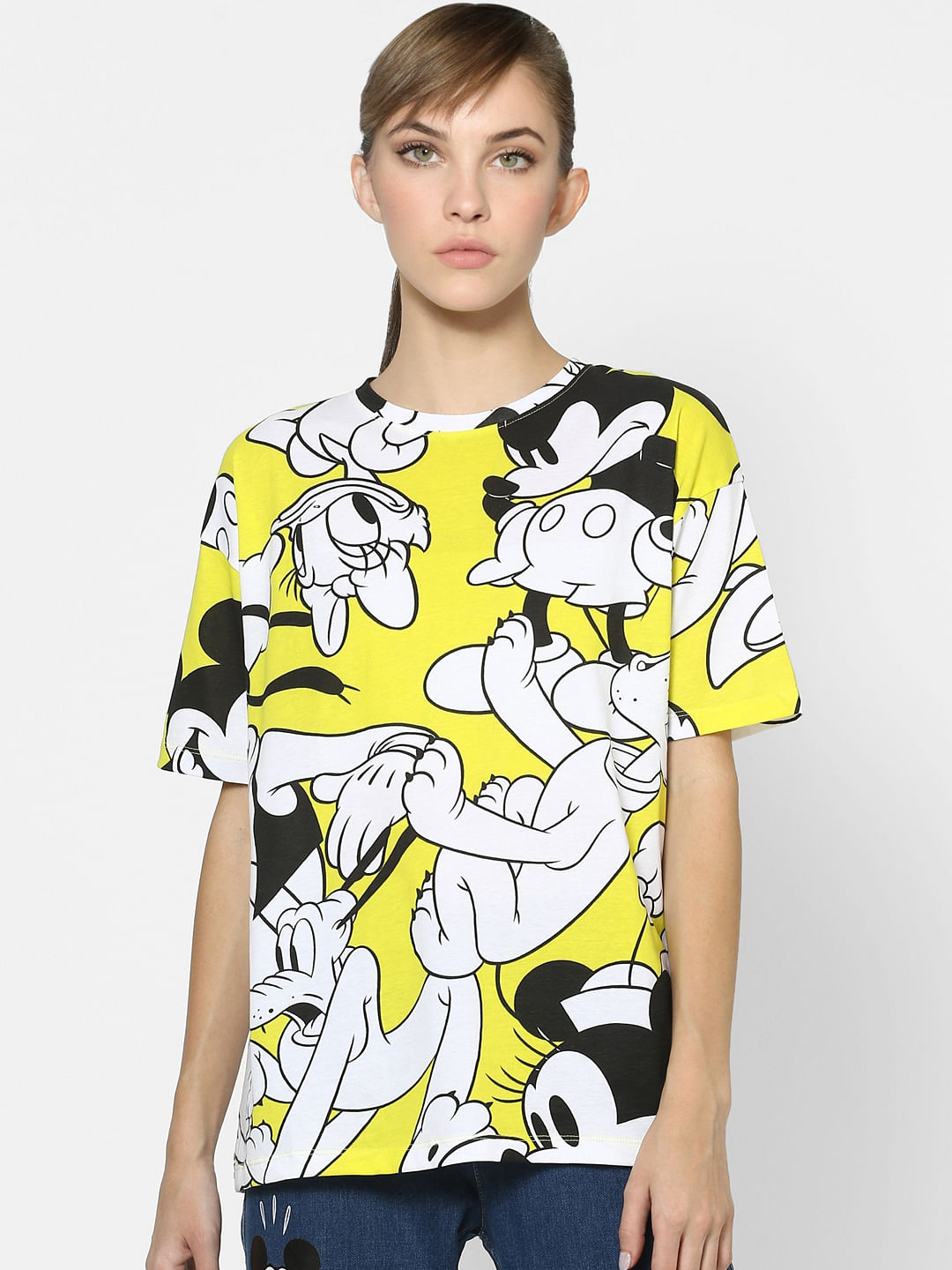 Only X Mickey Yellow All Over Print T-Shirt