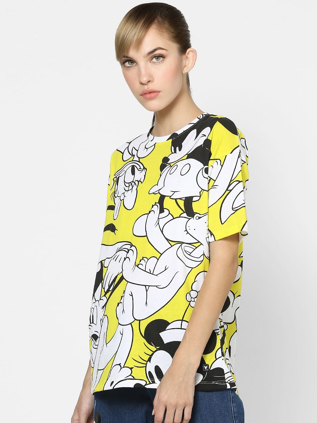 Only X Mickey Yellow All Over Print T-Shirt