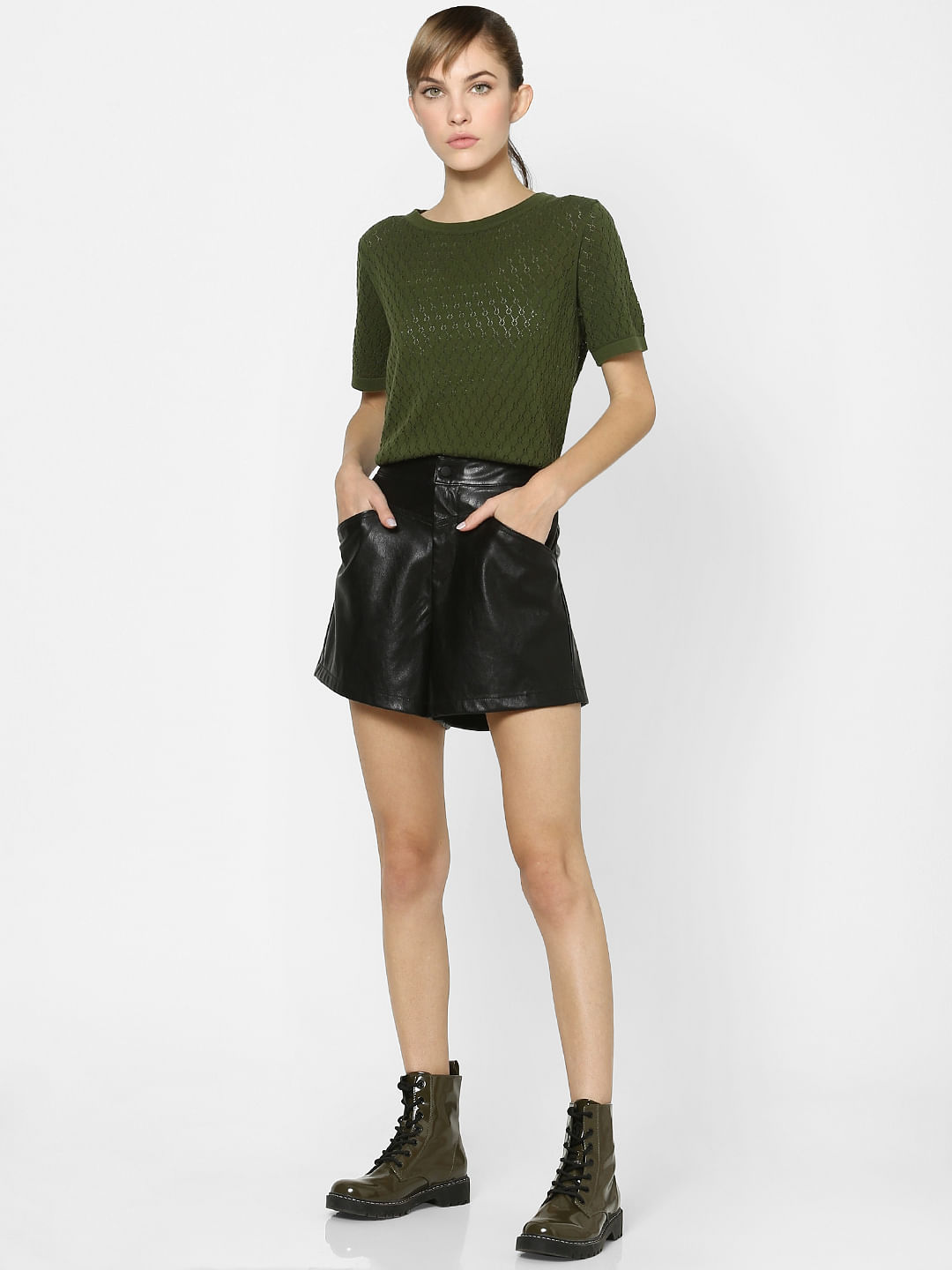 Green Crochet Knit Top