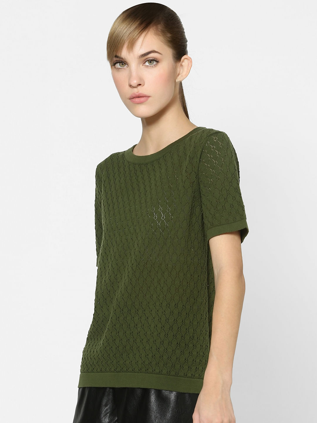 Green Crochet Knit Top