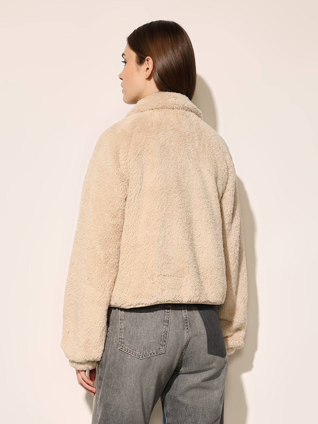 Beige Zip Up Teddy Jacket