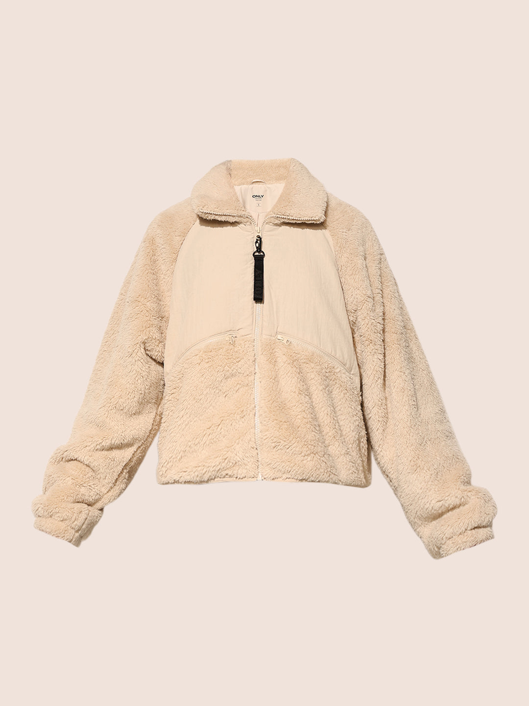 Beige Zip Up Teddy Jacket