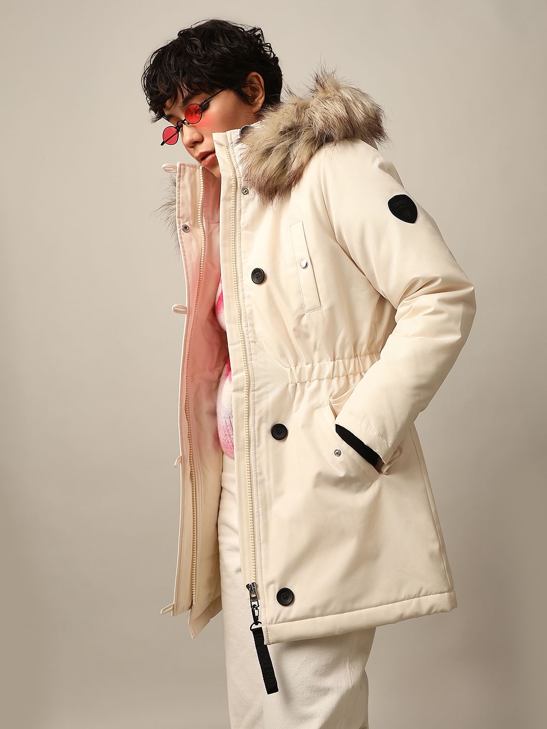 Fur Hooded Luxe Panelled Faux Fur Coat Misspap Fur Panelled Coat