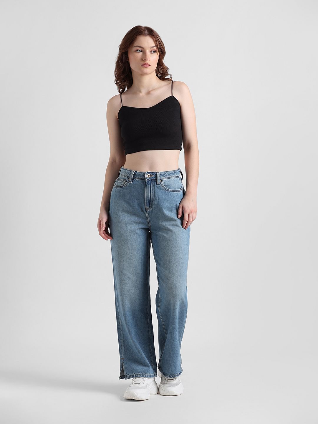 Black Ribbed Crop Top