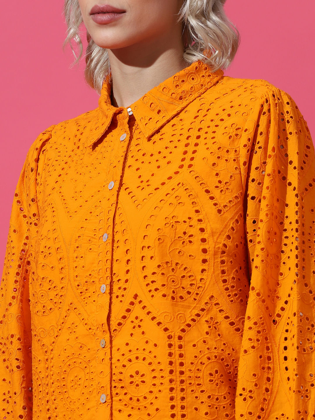 Orange Schiffli Shirt