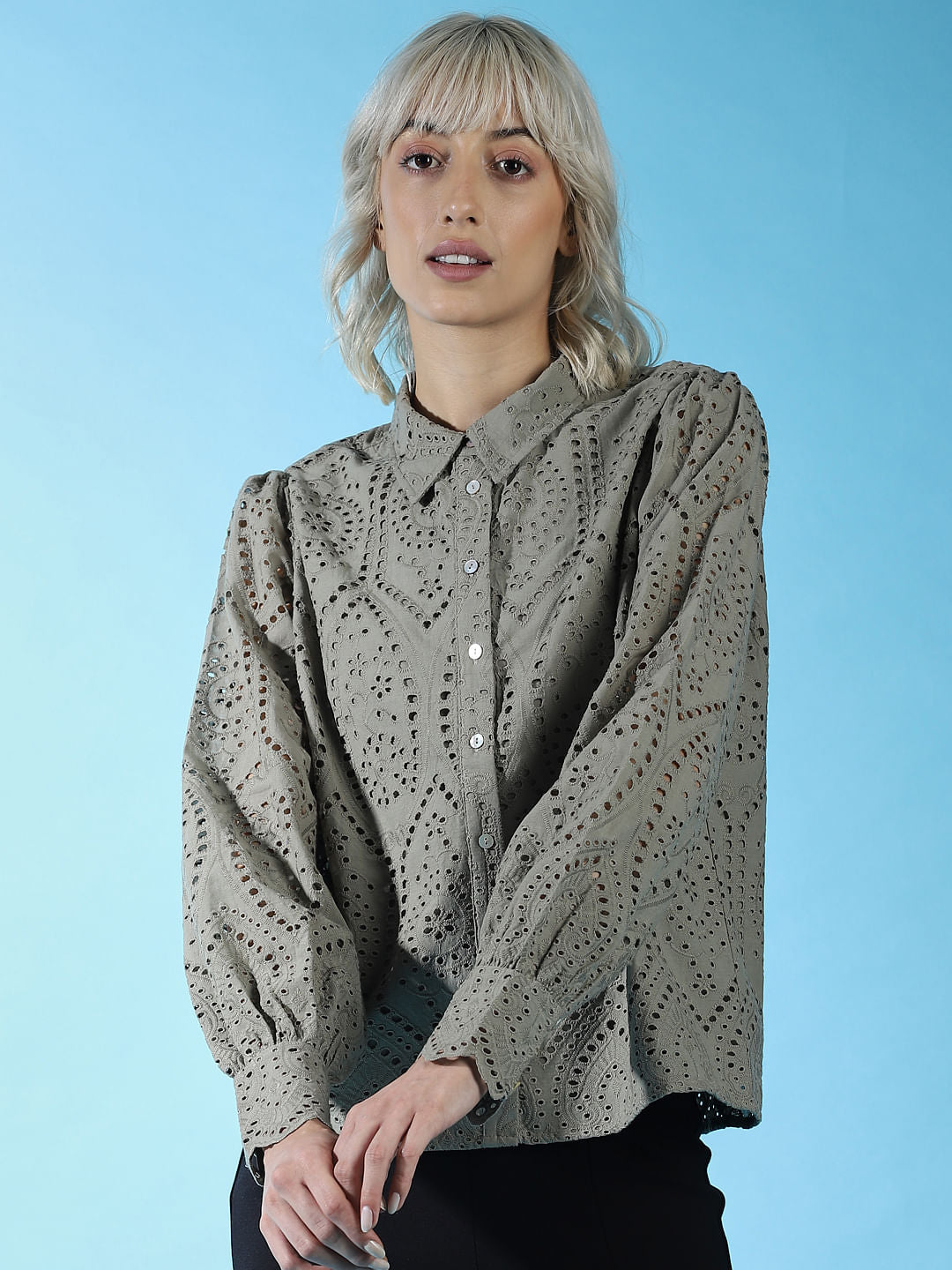 Green Schiffli Shirt