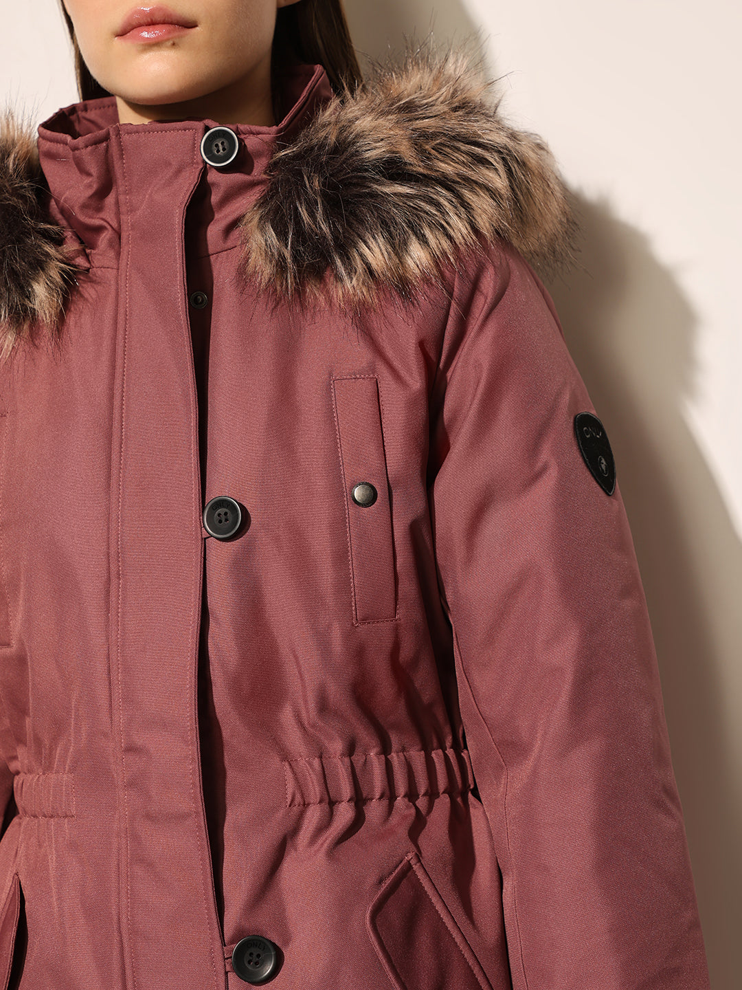 Rose Brown Fur Hooded Parka Jacket