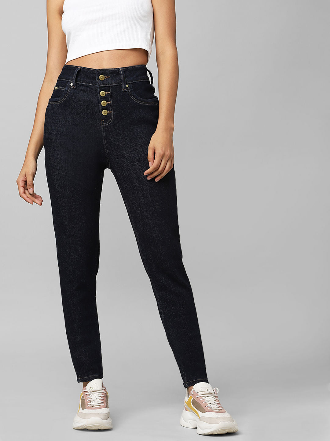 Dark Blue High Rise Skinny Jeans