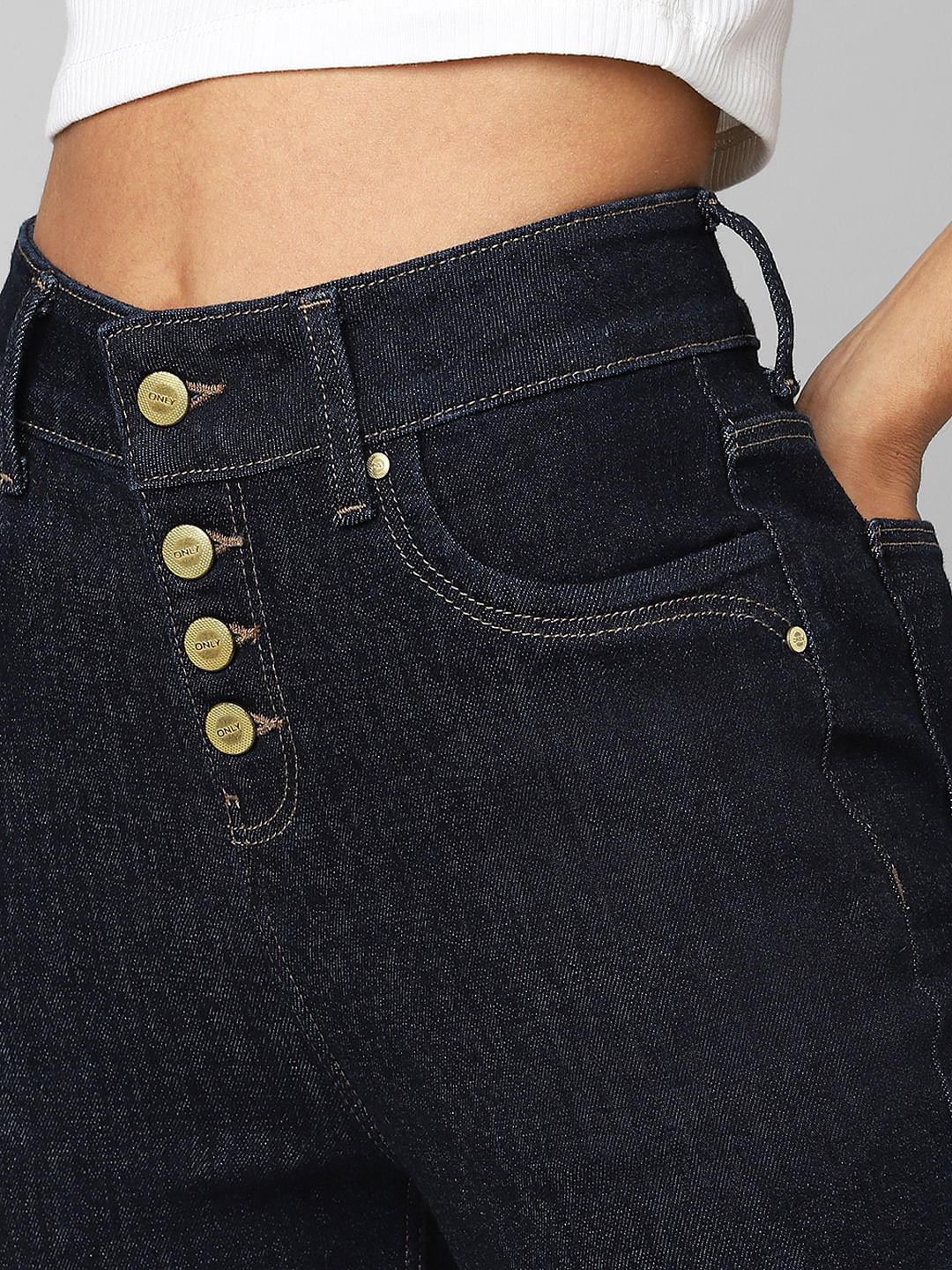 Dark Blue High Rise Skinny Jeans