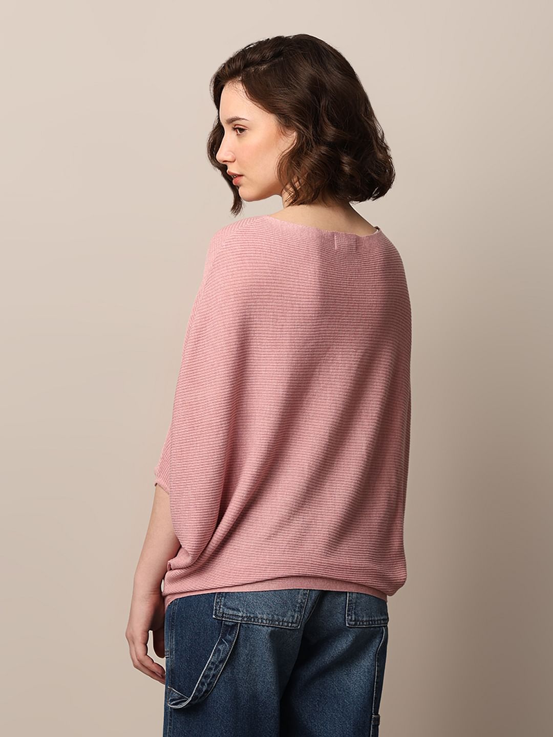 Pink Batwing Sleeves Pullover