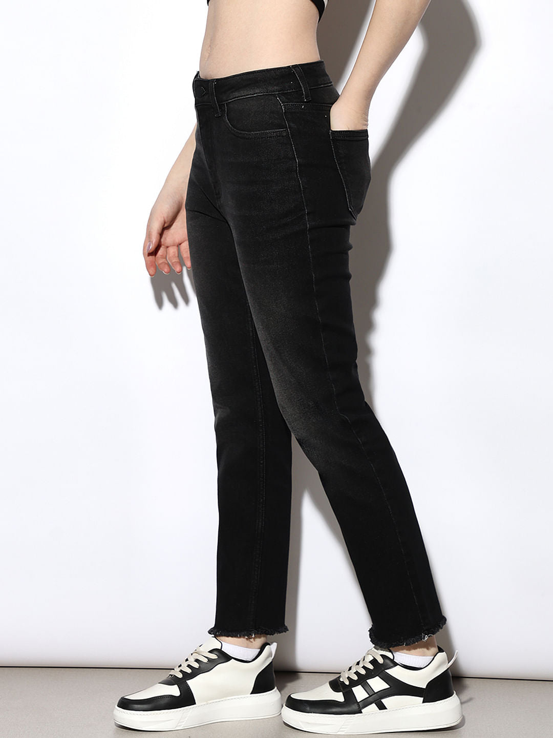 Black Mid Rise Slim Fit Jeans