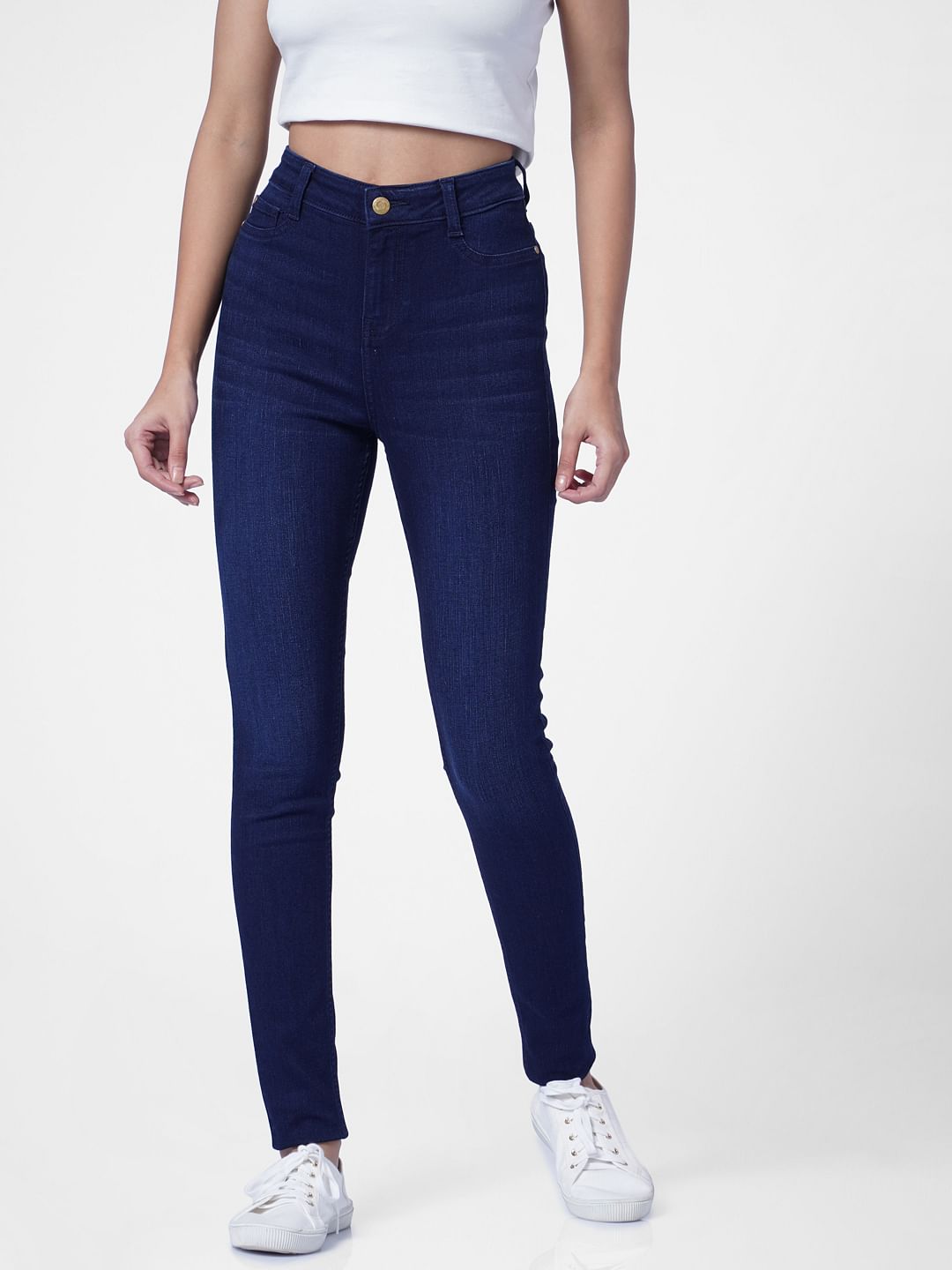 Dark Blue High Rise Skinny Jeans