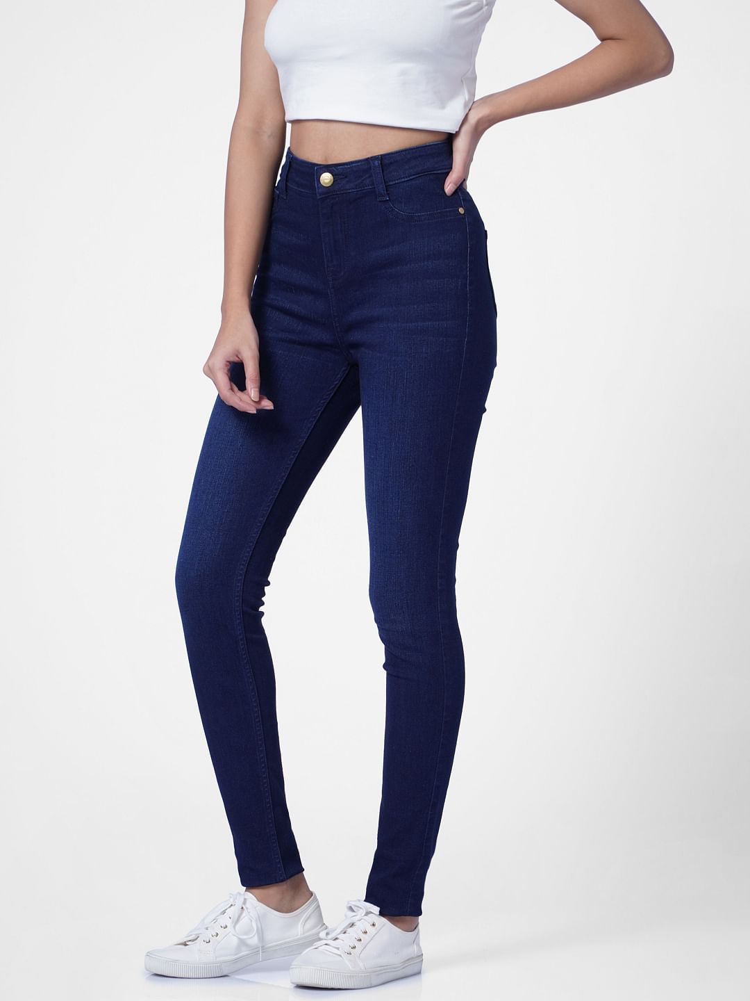 Dark Blue High Rise Skinny Jeans