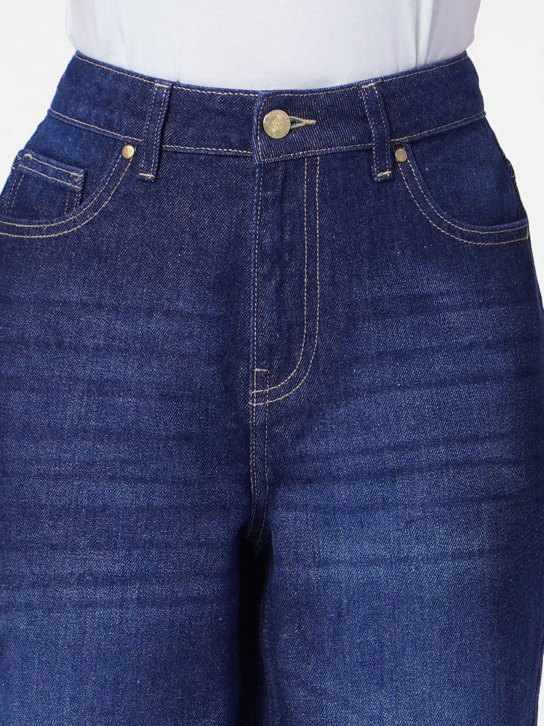 Dark Blue High Rise Mom Jeans