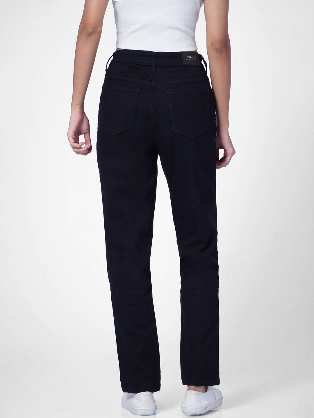 Black Mid Rise Straight Fit Jeans