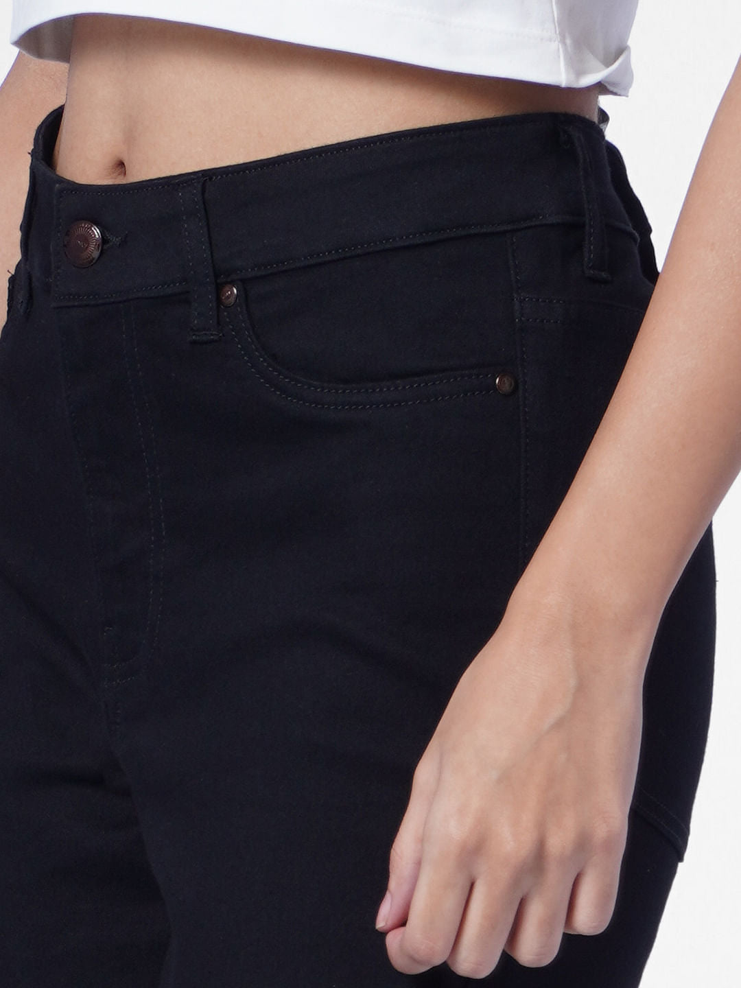 Black Mid Rise Slim Fit Jeans