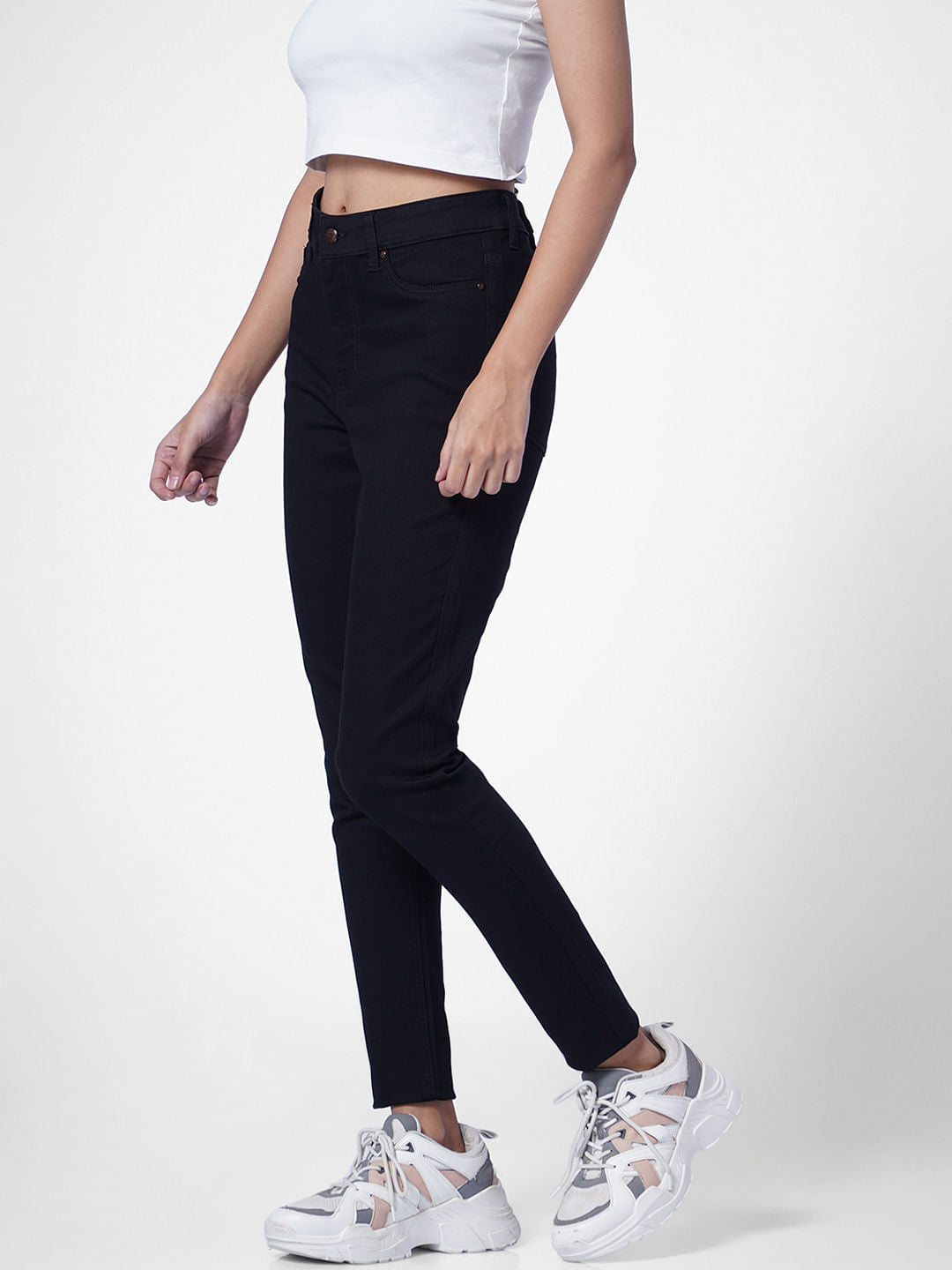 Black Mid Rise Slim Fit Jeans