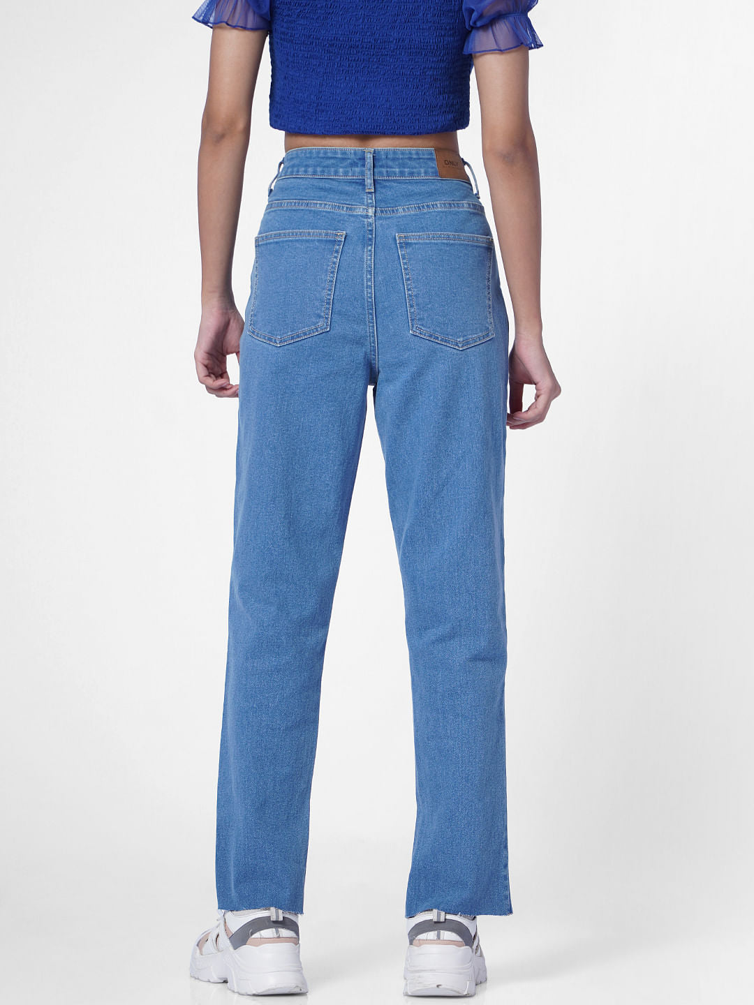 Blue High Rise Straight Fit Jeans