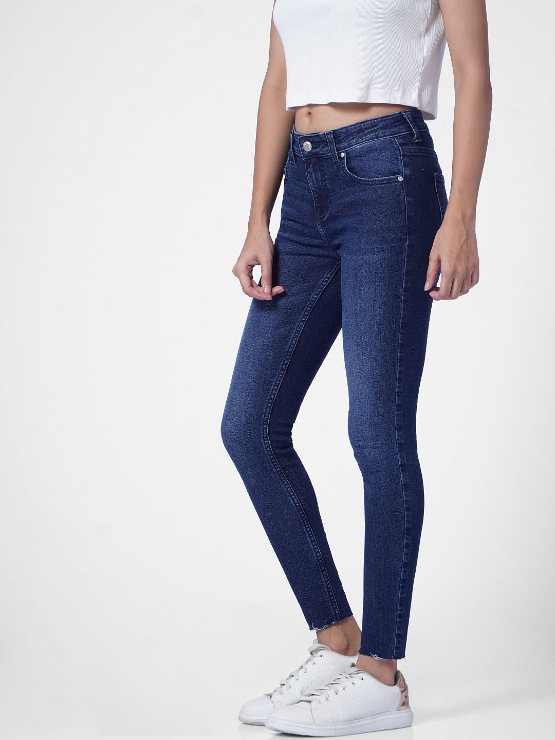 Blue Mid Rise Skinny Jeans