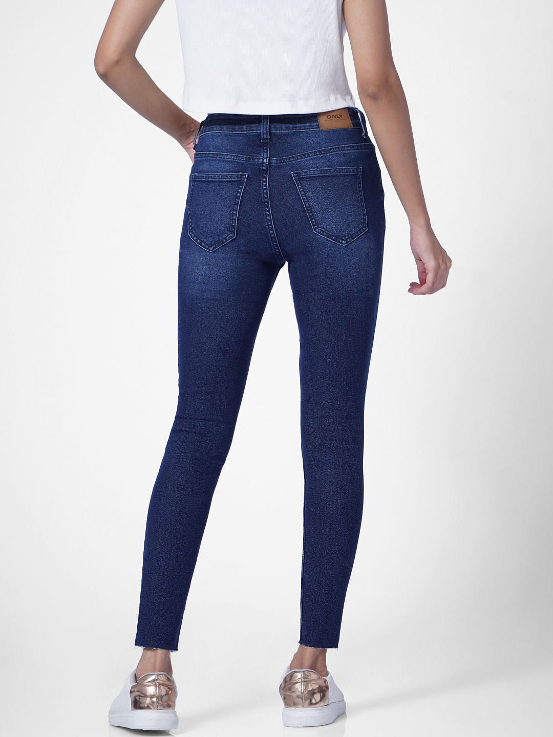 Blue Mid Rise Skinny Jeans