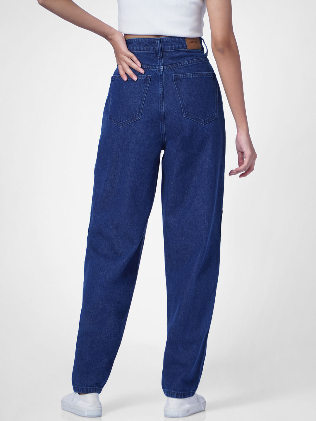 Blue High Rise Utility Cargo Jeans