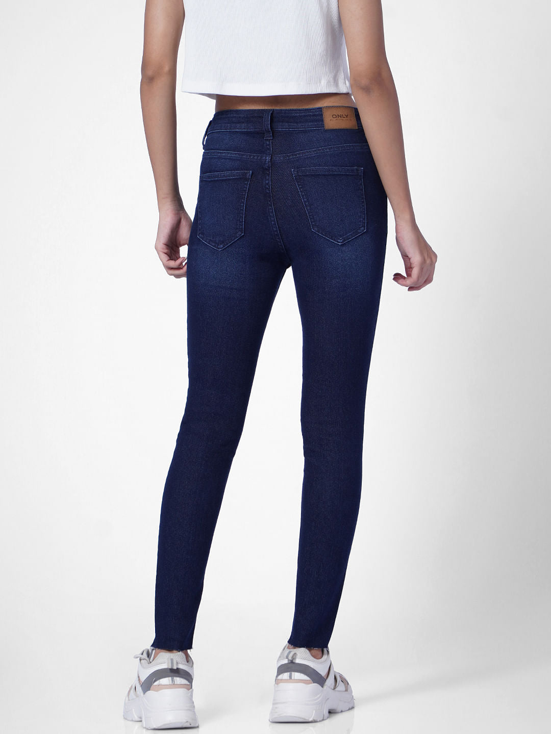 Dark Blue Mid Rise Skinny Jeans