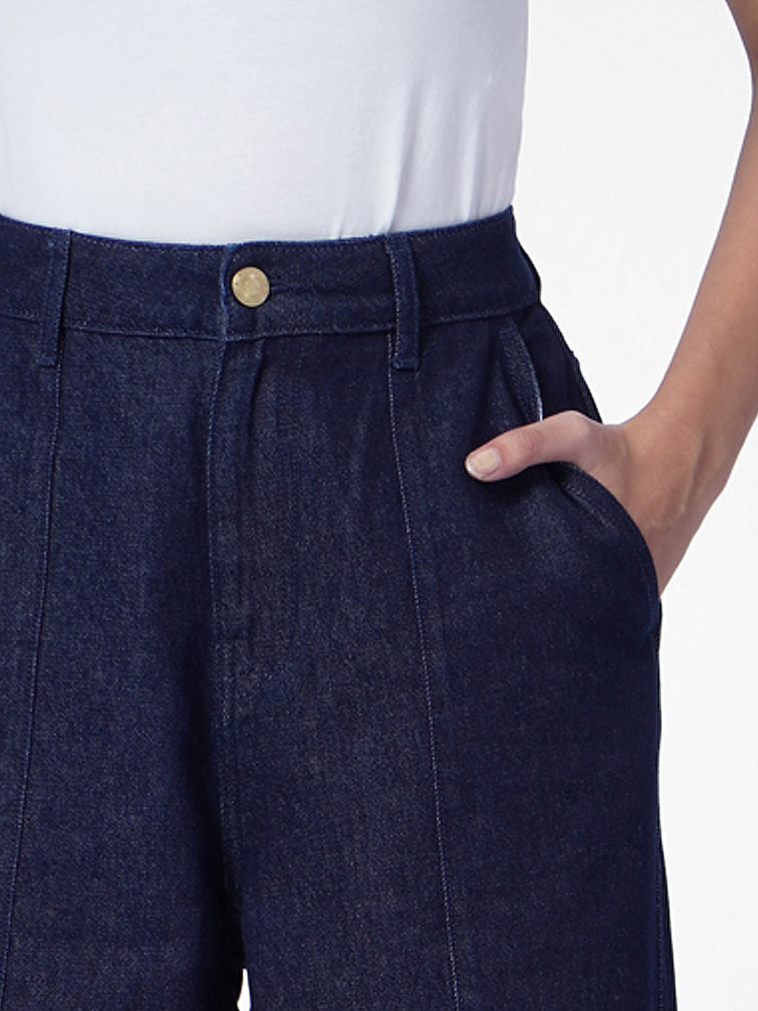 Dark Blue High Rise Cargo Jeans