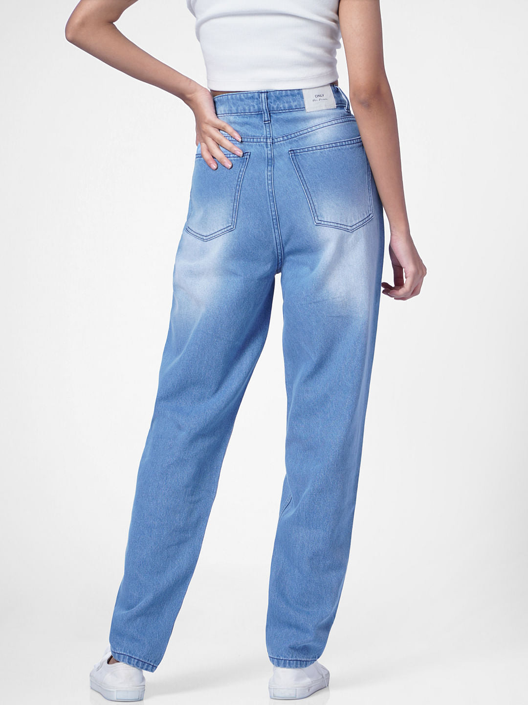 Light Blue High Rise Distressed Boyfriend Jeans