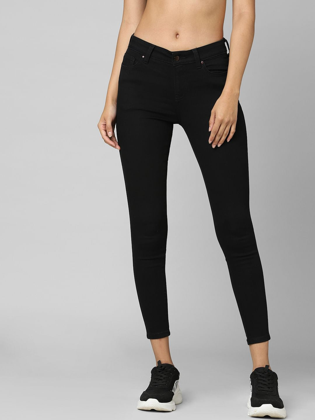 Black Mid Rise Skinny Jeans