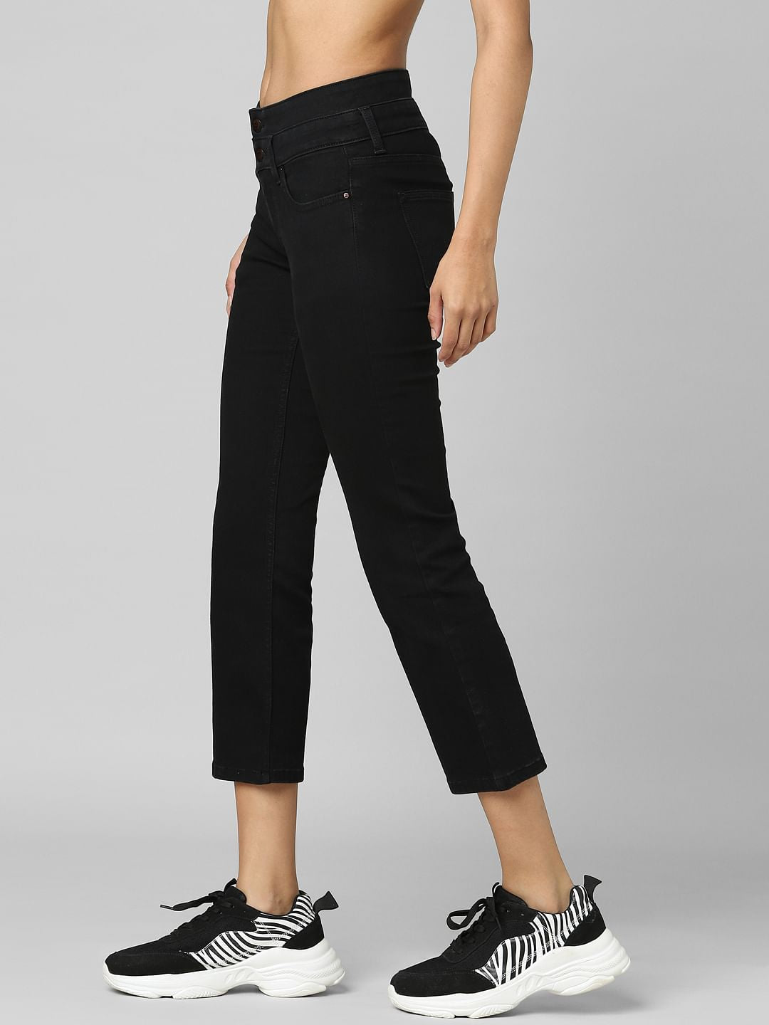 Black Mid Rise Flared Jeans