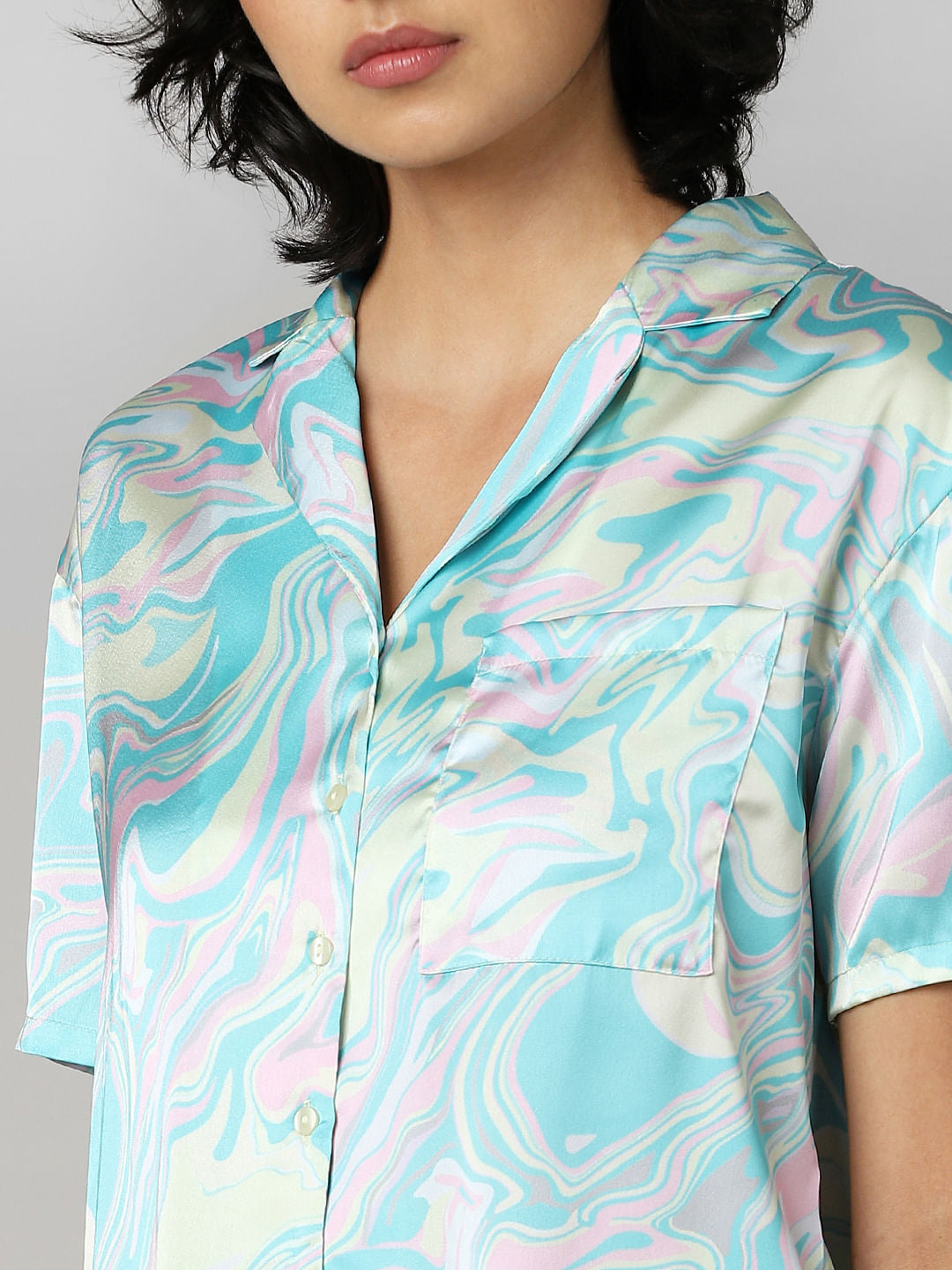 White Printed Resort Collar Shirt