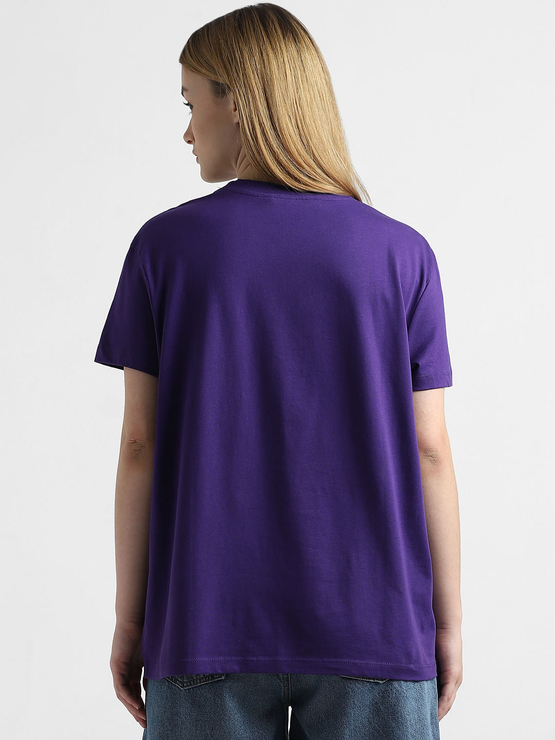 Purple Typographic Print T-Shirt