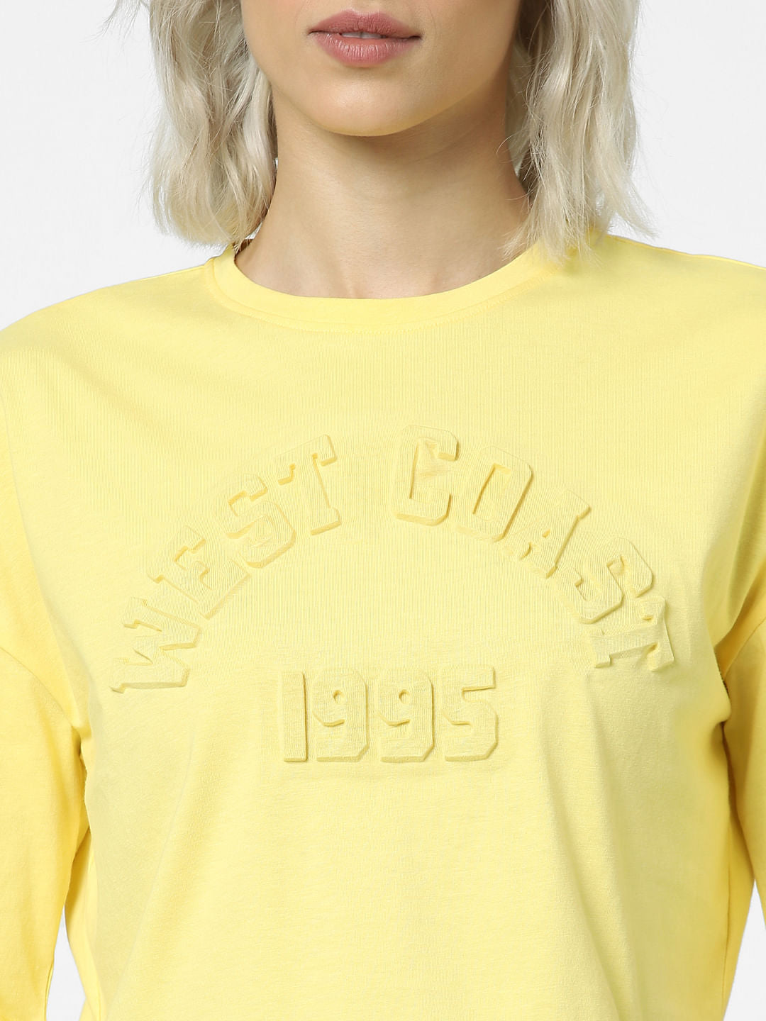 Yellow Boxy Cropped Cotton T-Shirt
