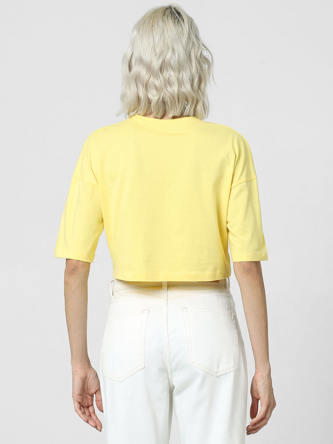 Yellow Boxy Cropped Cotton T-Shirt