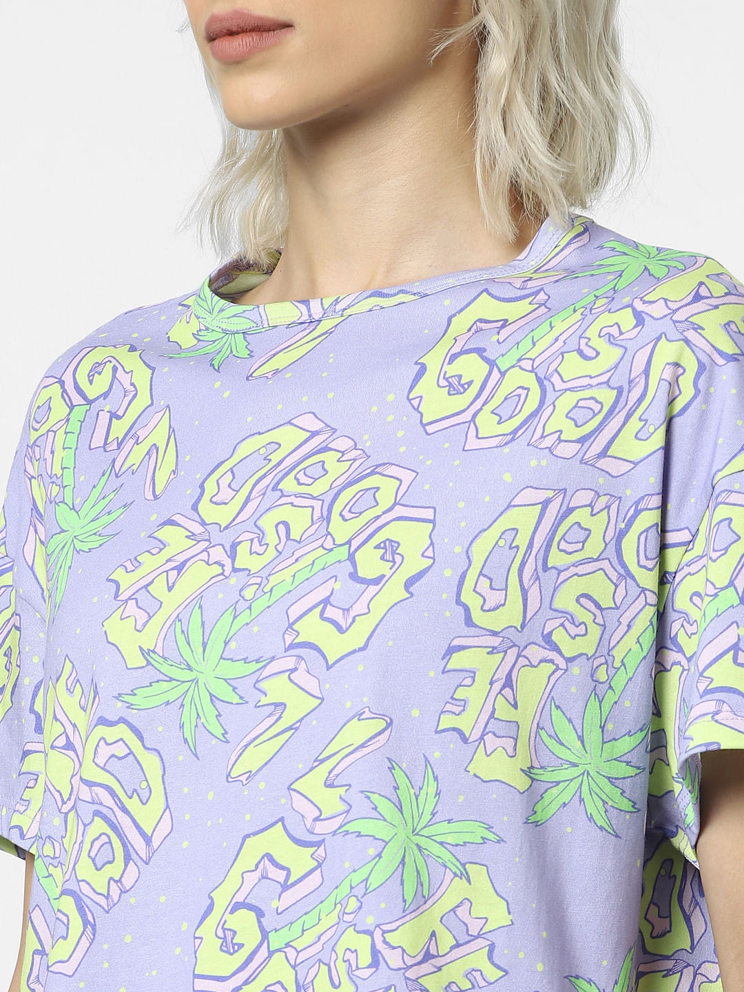 Purple Printed Boxy Fit T-Shirt