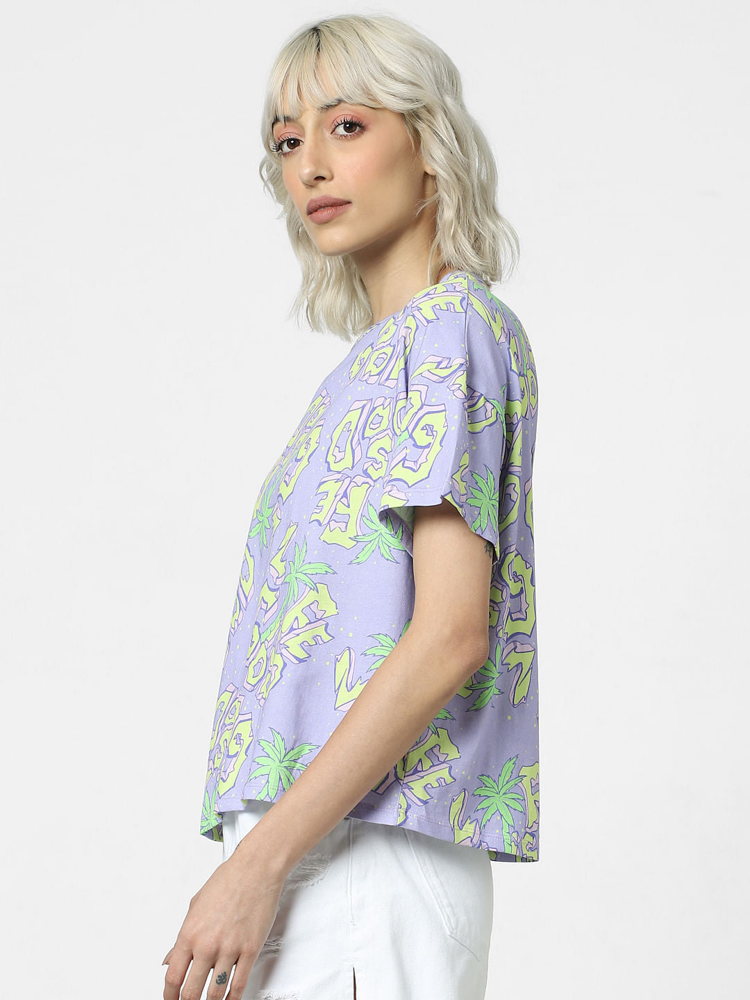 Purple Printed Boxy Fit T-Shirt