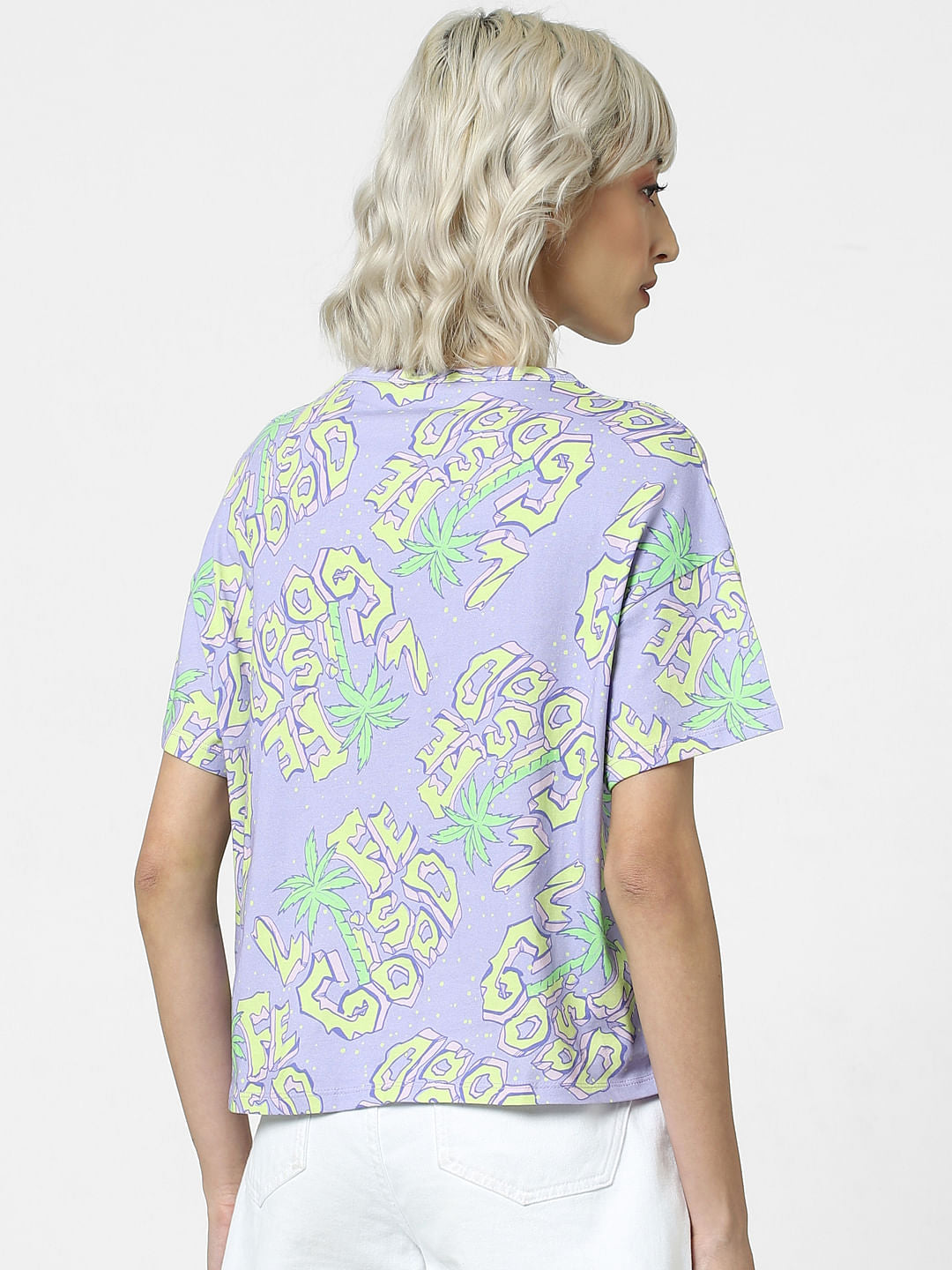 Purple Printed Boxy Fit T-Shirt