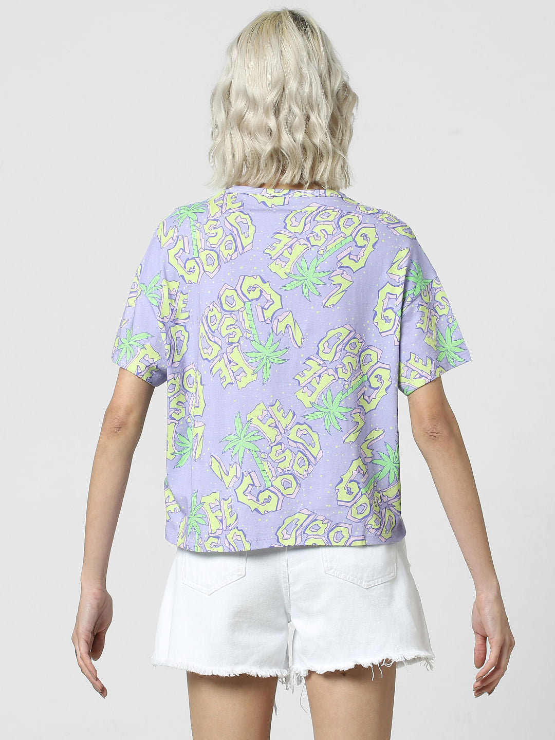 Purple Printed Boxy Fit T-Shirt